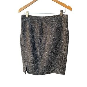 Alex Marie Black & White Tweed Pencil Skirt With Side Slit Womens Size:10